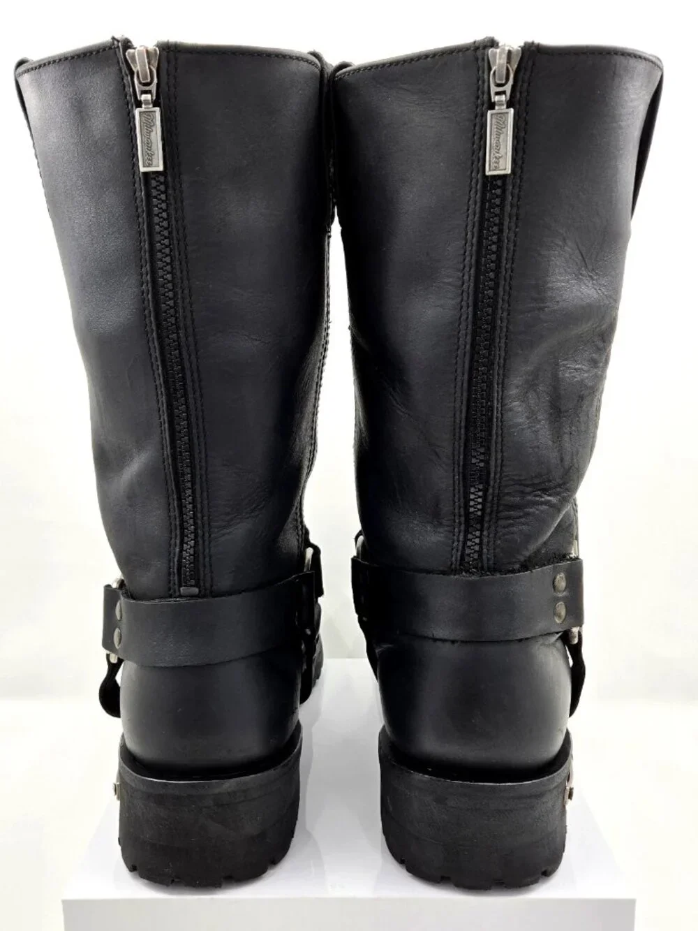 Milwaukee MB411 Mens Size 13D Black Motorcycle Drag Harness Back Zip Biker Boots